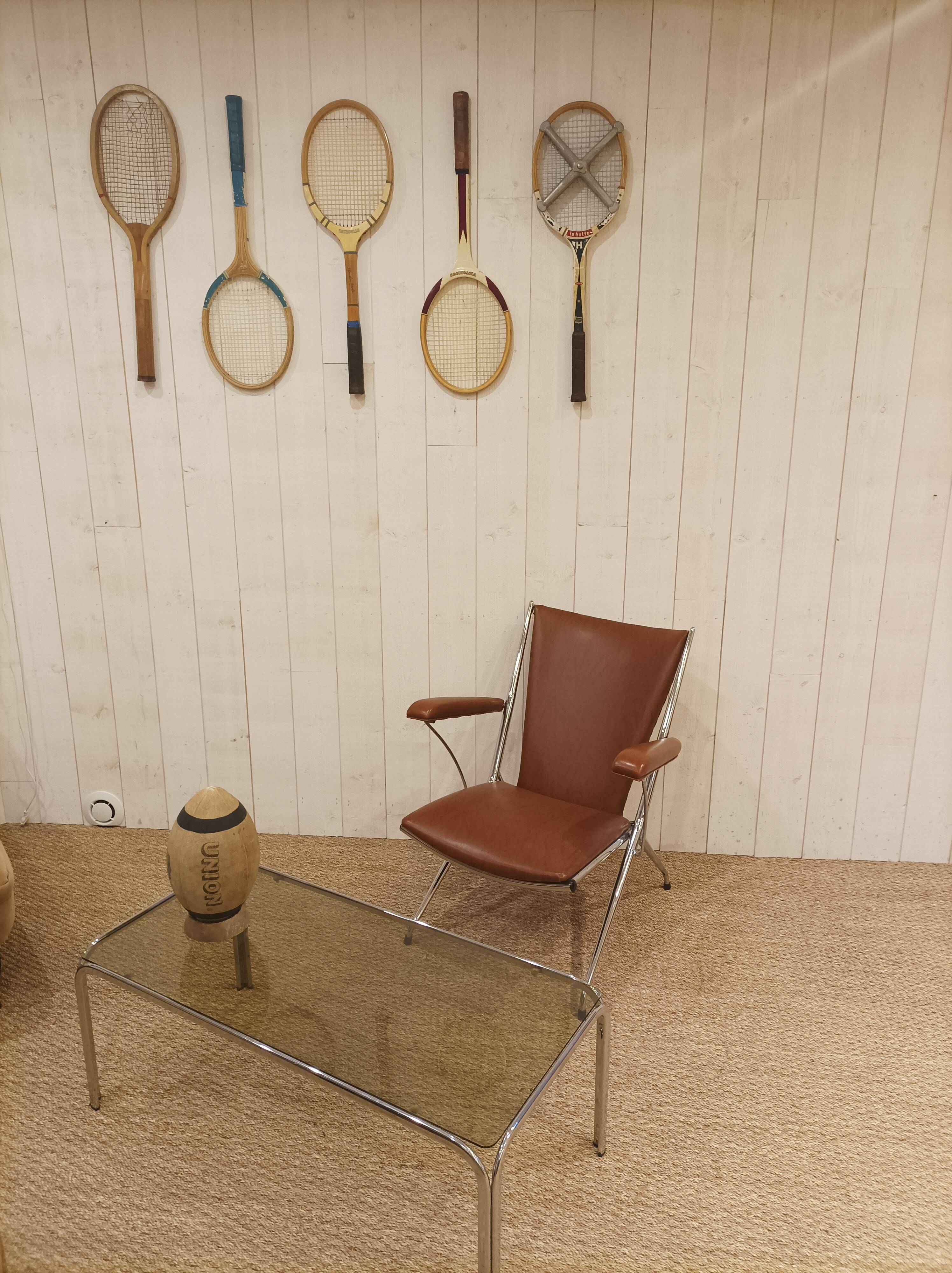 Leatherette folding armchair