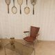 Leatherette folding armchair