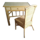 Bureau ou console et son fauteuil en rotin et bambou