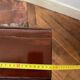 Drop-leaf table in solid mahogany — Restoration style, double column c
