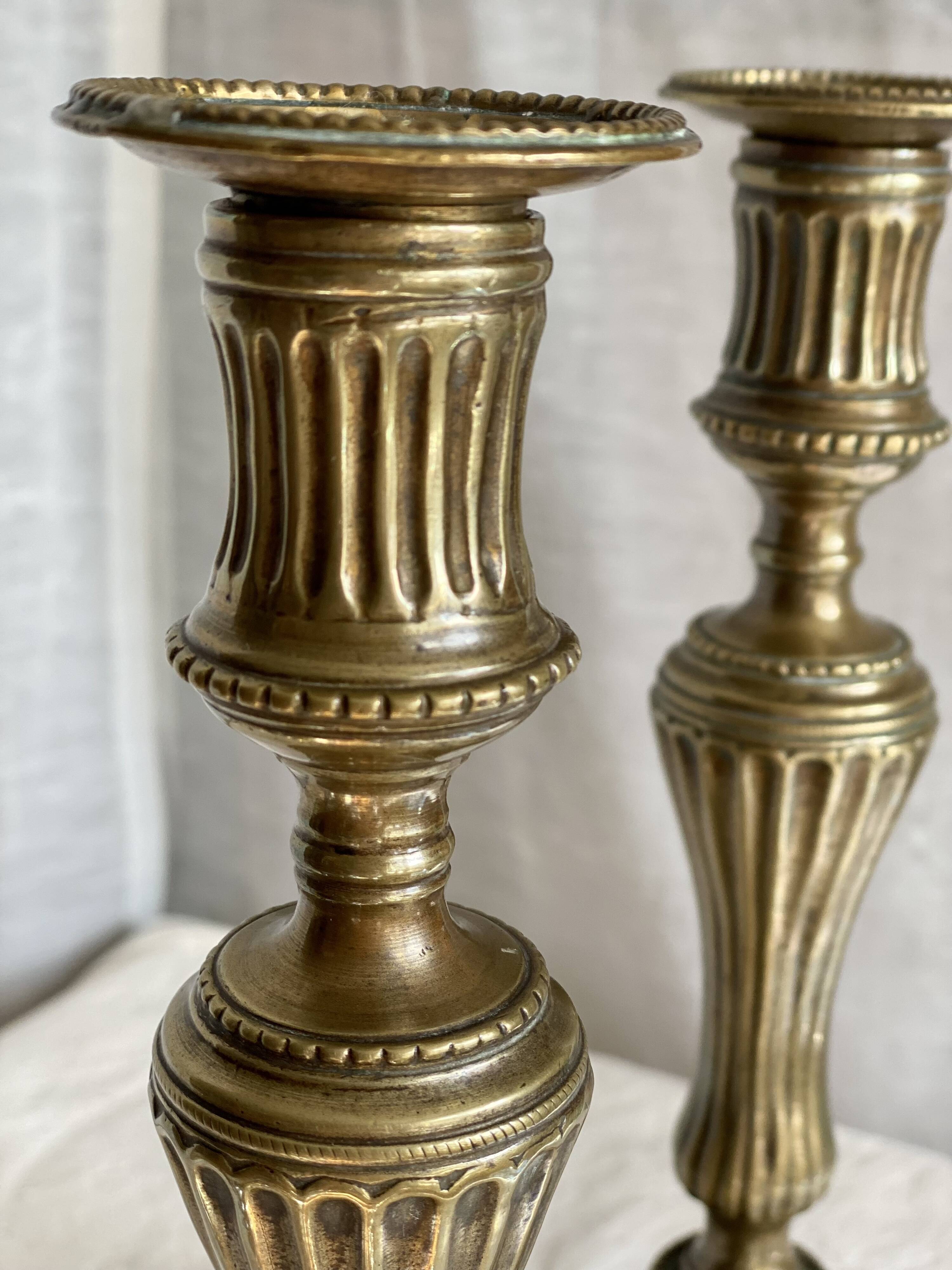 Pair of 19th century brass candlesticks