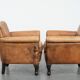 2 fauteuils vintage en cuir de mouton