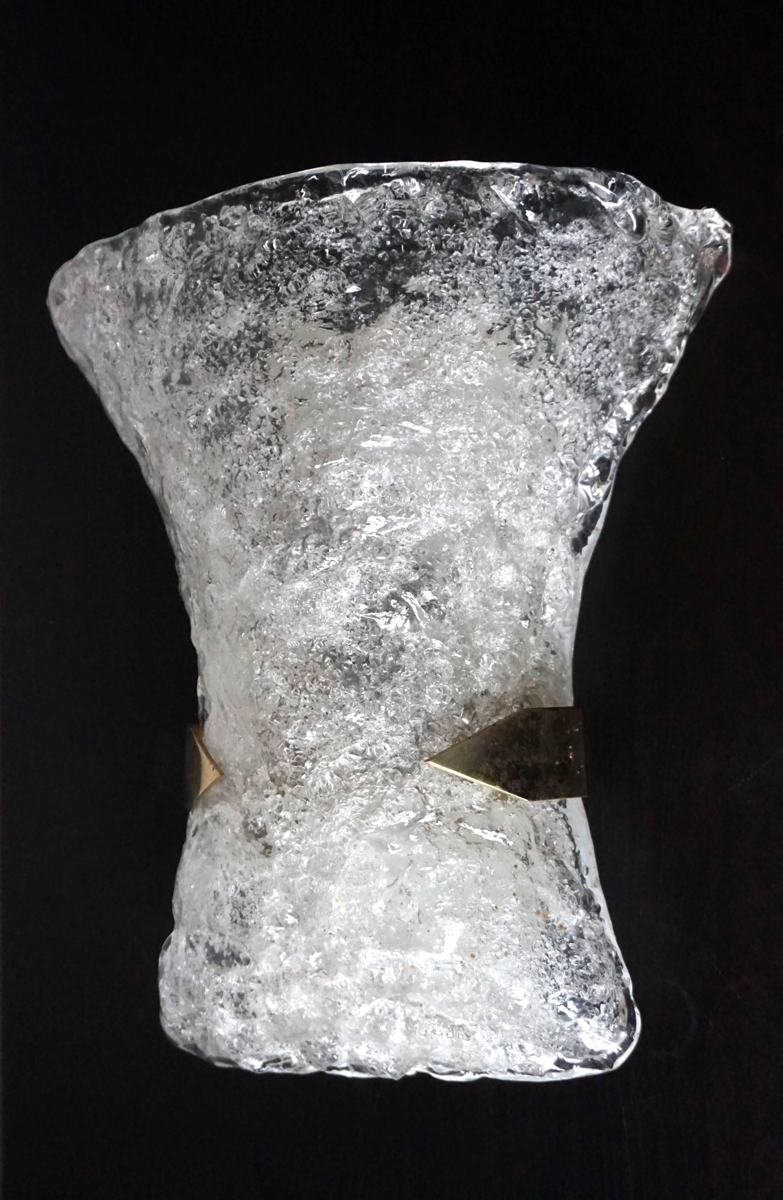 Hillebrand Murano ice glass wall lamp by Egon Hillebrand, 1960