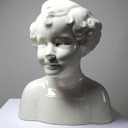 Very rare large faience bust from Sarreguemines, antique Art Deco.