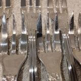 6 fourchettes à gateaux métal argenté orfèvre Christofle Chinon 16cm