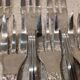 6 silver-plated metal cake forks by Christofle Chinon, 16cm