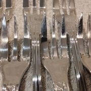6 silver-plated metal cake forks by Christofle Chinon, 16cm