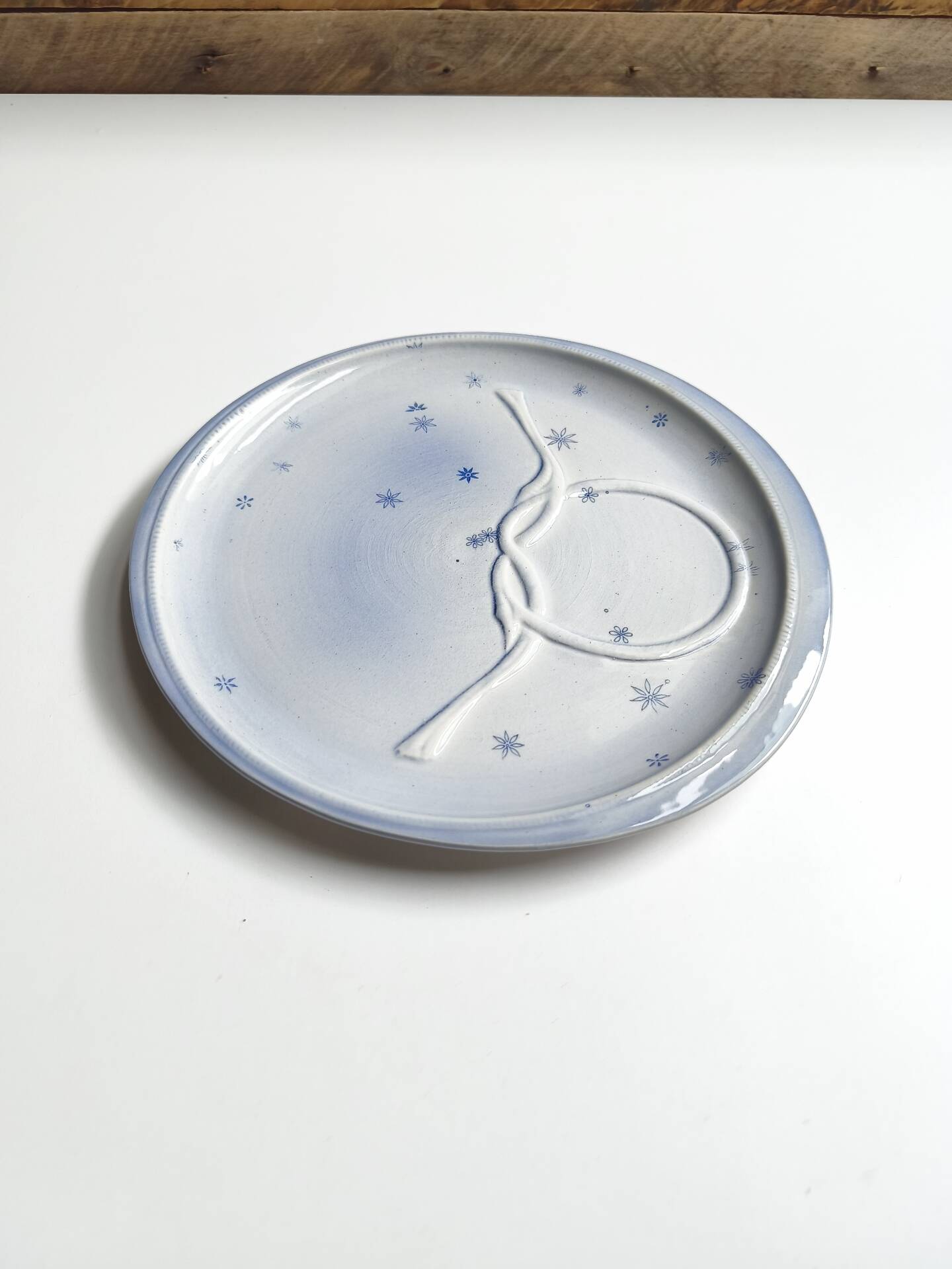 Vintage plate Gien France model Pierrot blue star decoration