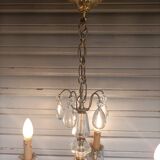 Exceptional bronze chandelier with crystal pendants in working order circa 1910