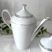 Coffee pot, milk jug and sugar bowl white porcelain
