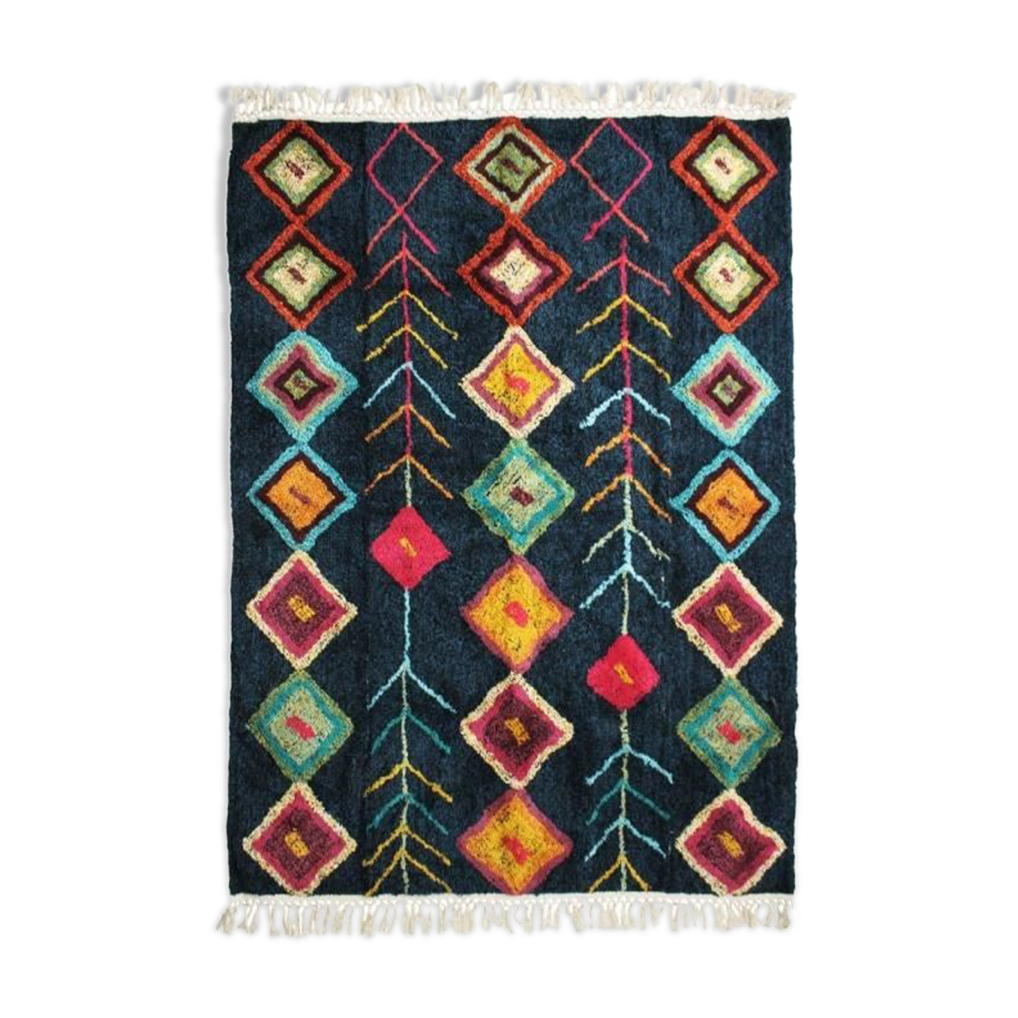 Tapis style azilal bleu coton 120x170 cm