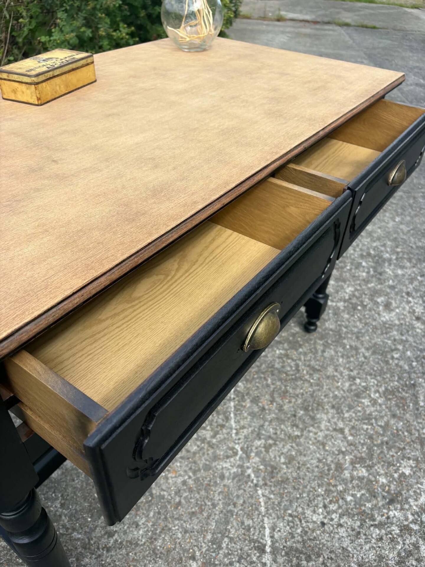 Wood and black desk