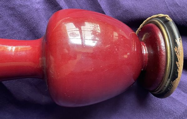 Vase balustre XIXe porcelaine sang de bœuf lampe à poser