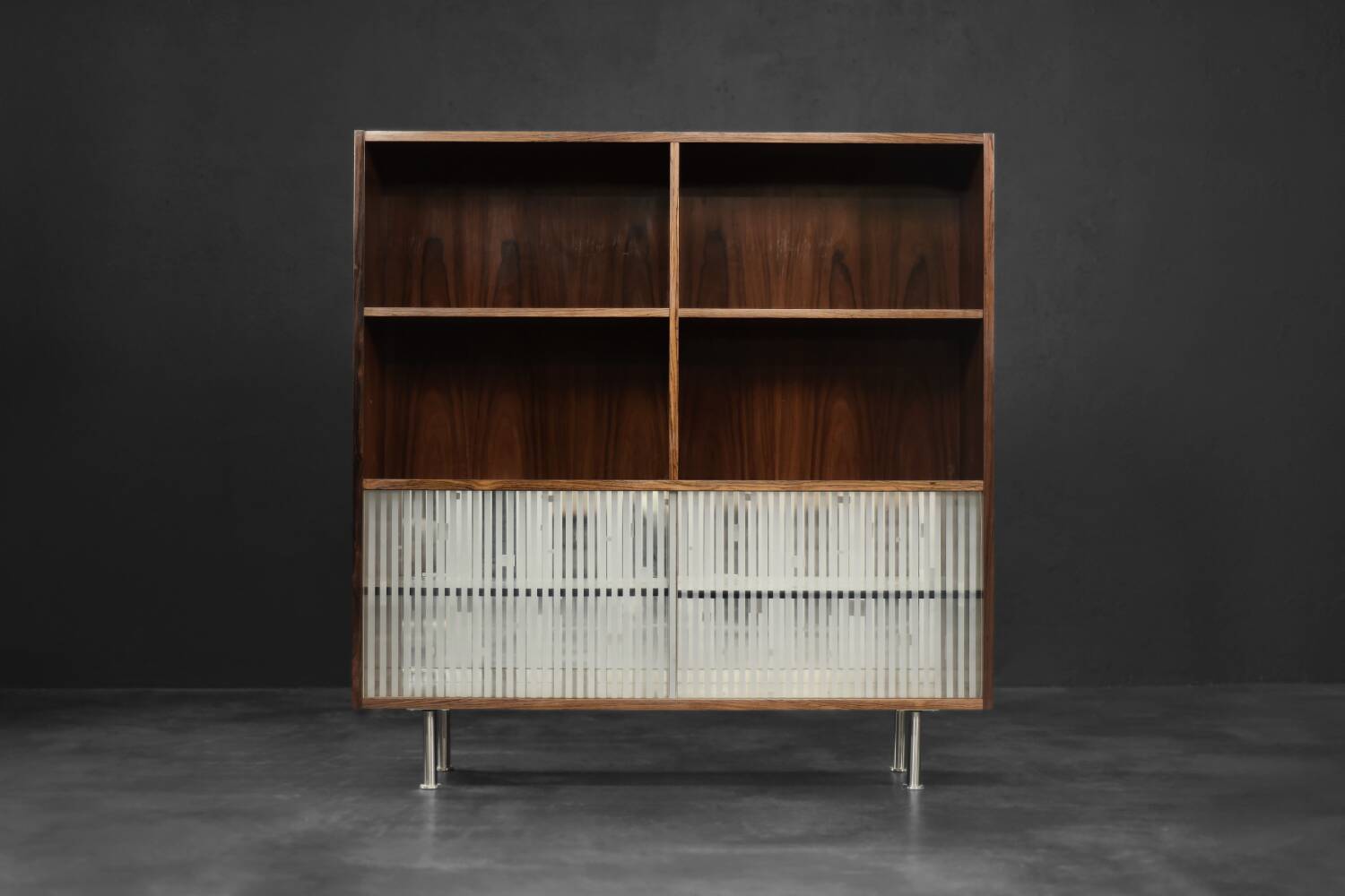 Vintage Mid-Century Scandinavian Modern Rosewood Highboard with Glass, 1960