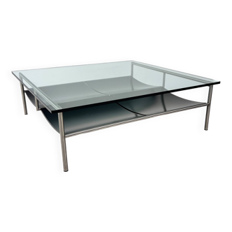 Postmodern Glass and Steel Coffee Table by Metaform, 1990s