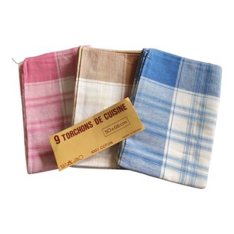Set of nine cotton tea towels