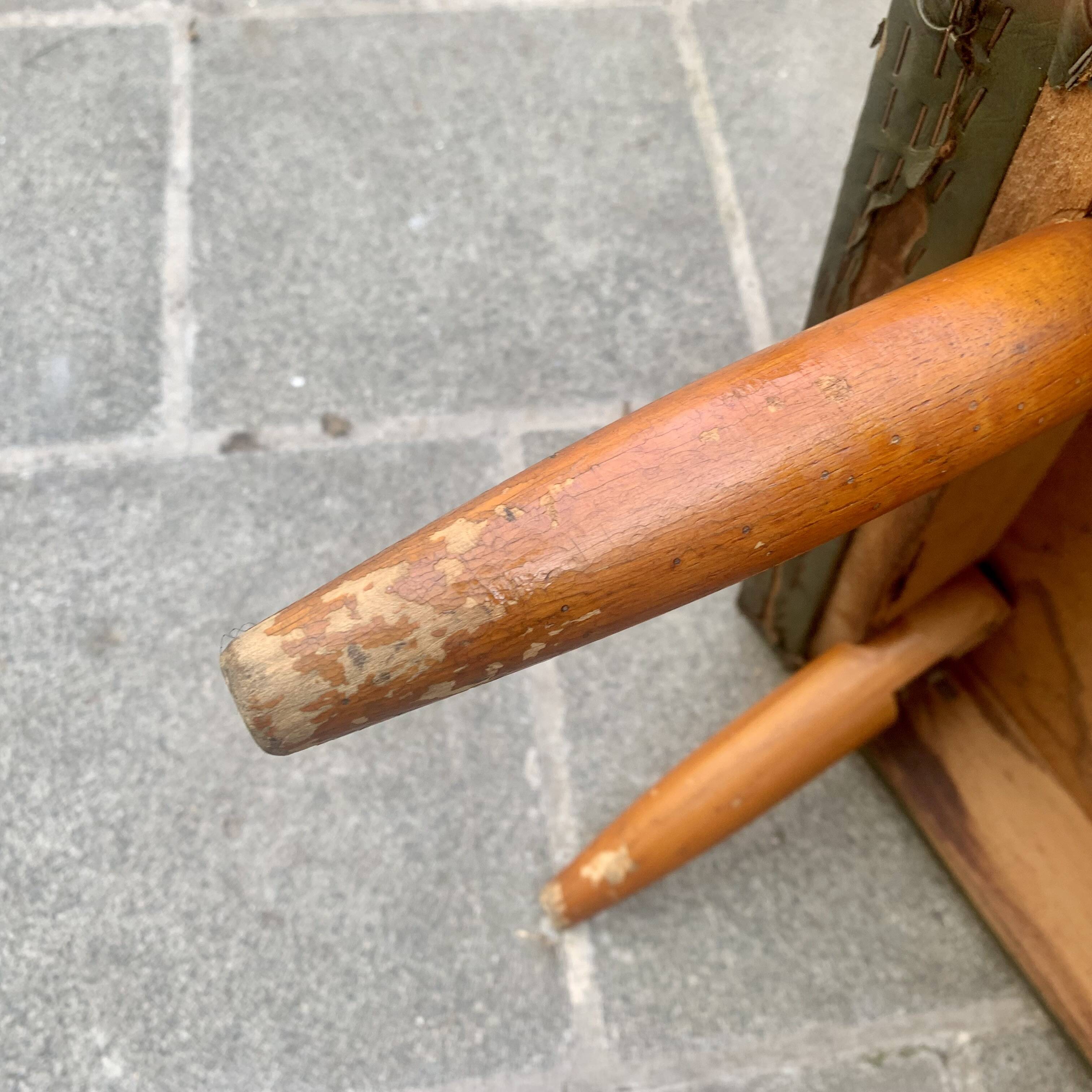 Vintage children's armchair in green skai