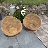 Children's rattan love seat armchairs