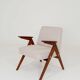 Fauteuil Lounge Beige Tressé Revêtement Bois Couleur Noyer
