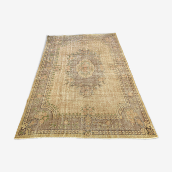 Rustic Decor Tan Oushak Rug 7x10 Sand Overdyed Rug For Living Room MOON.144