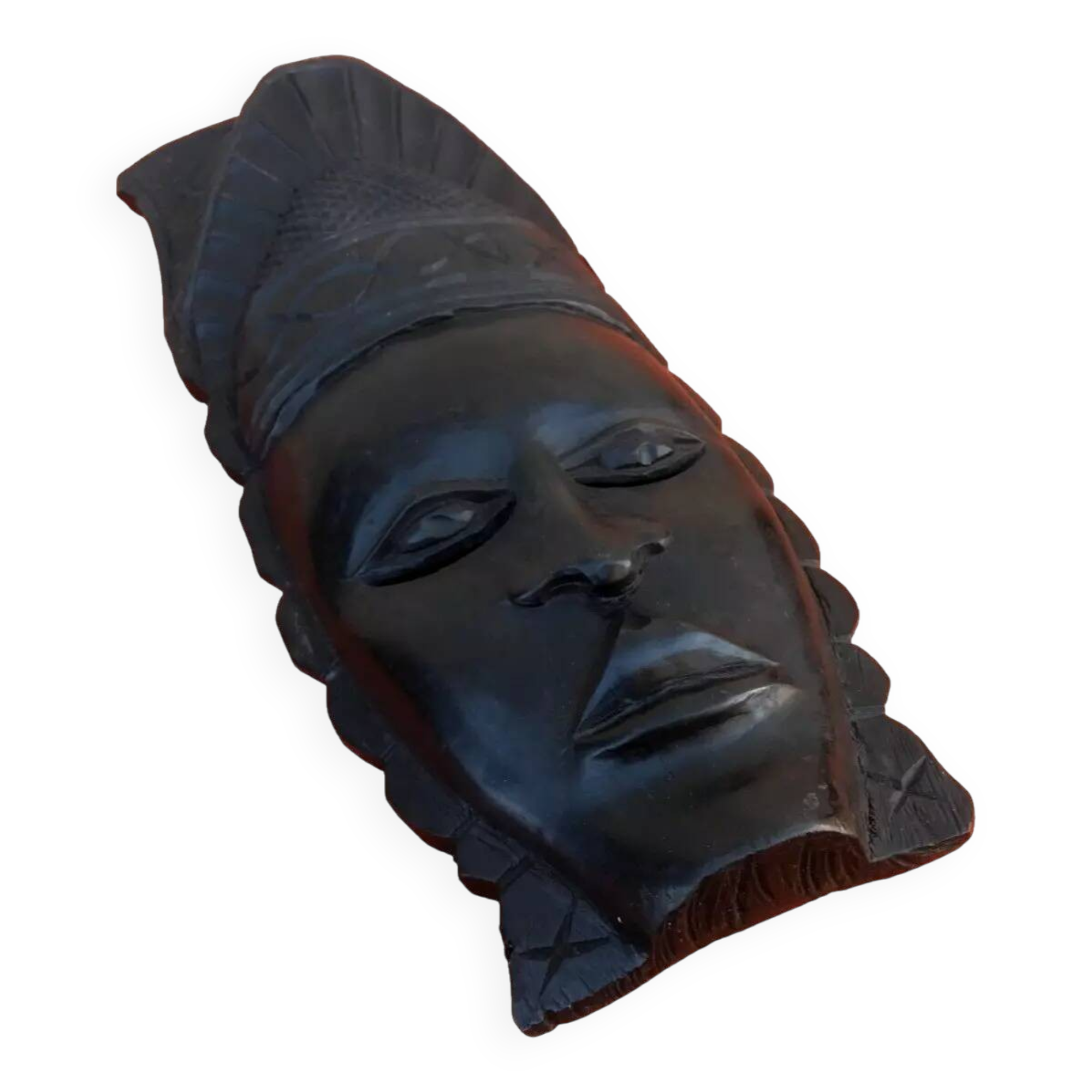 African Face Hanging Mask Ebony Wood