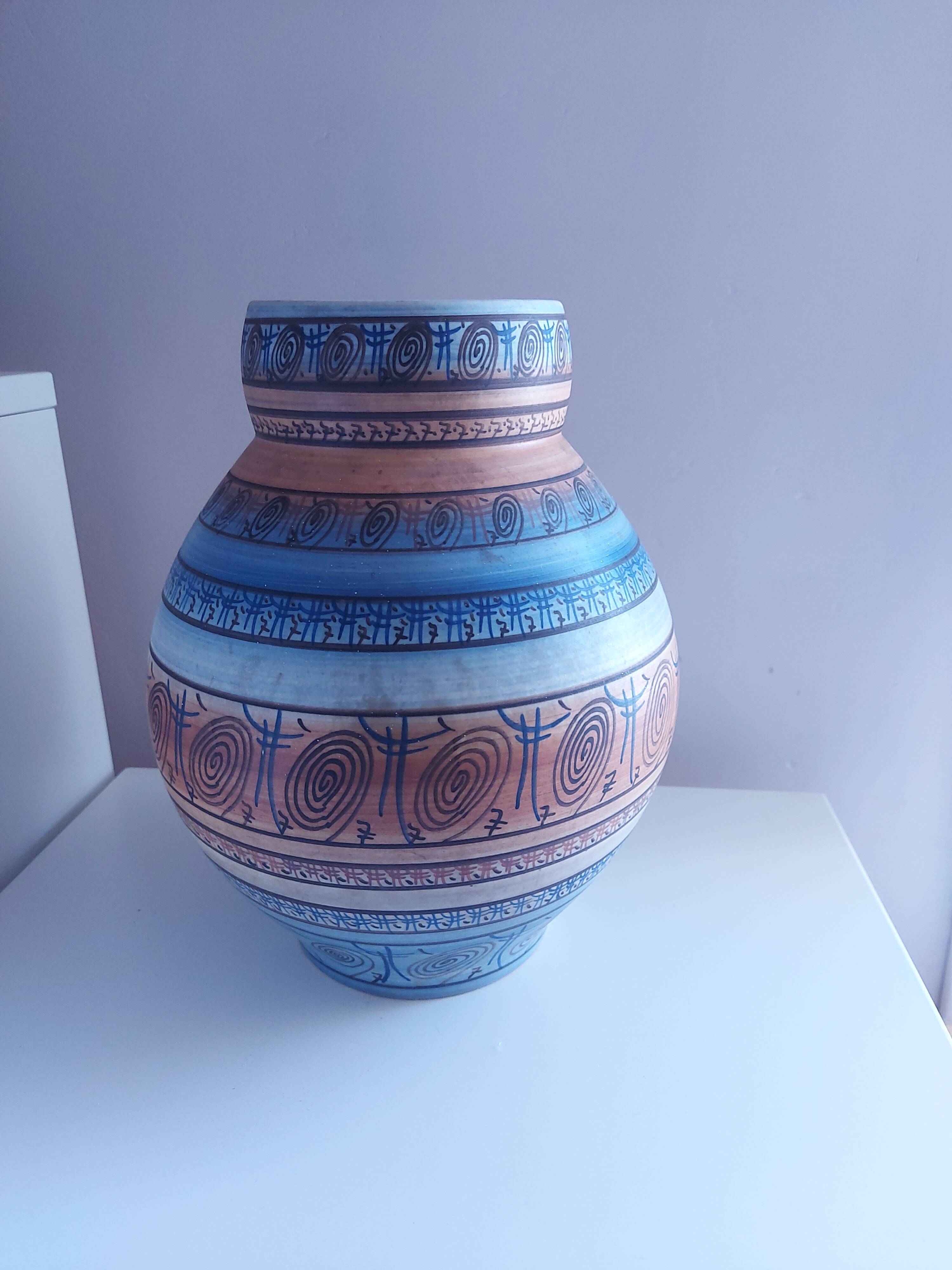 Ceramic vase vallauris lb, l bacculini