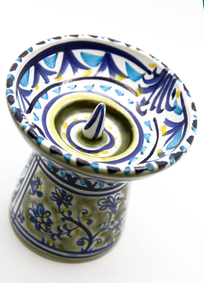Bougeoir breton et floral en grès de Paul Yvain, Keraluc Quimper