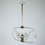 Art Deco Clear Murano glass chandelier. Italy 1940s