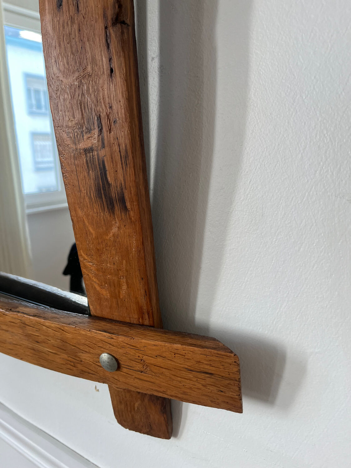 Brutalist wooden mirror 73cm x 86cm