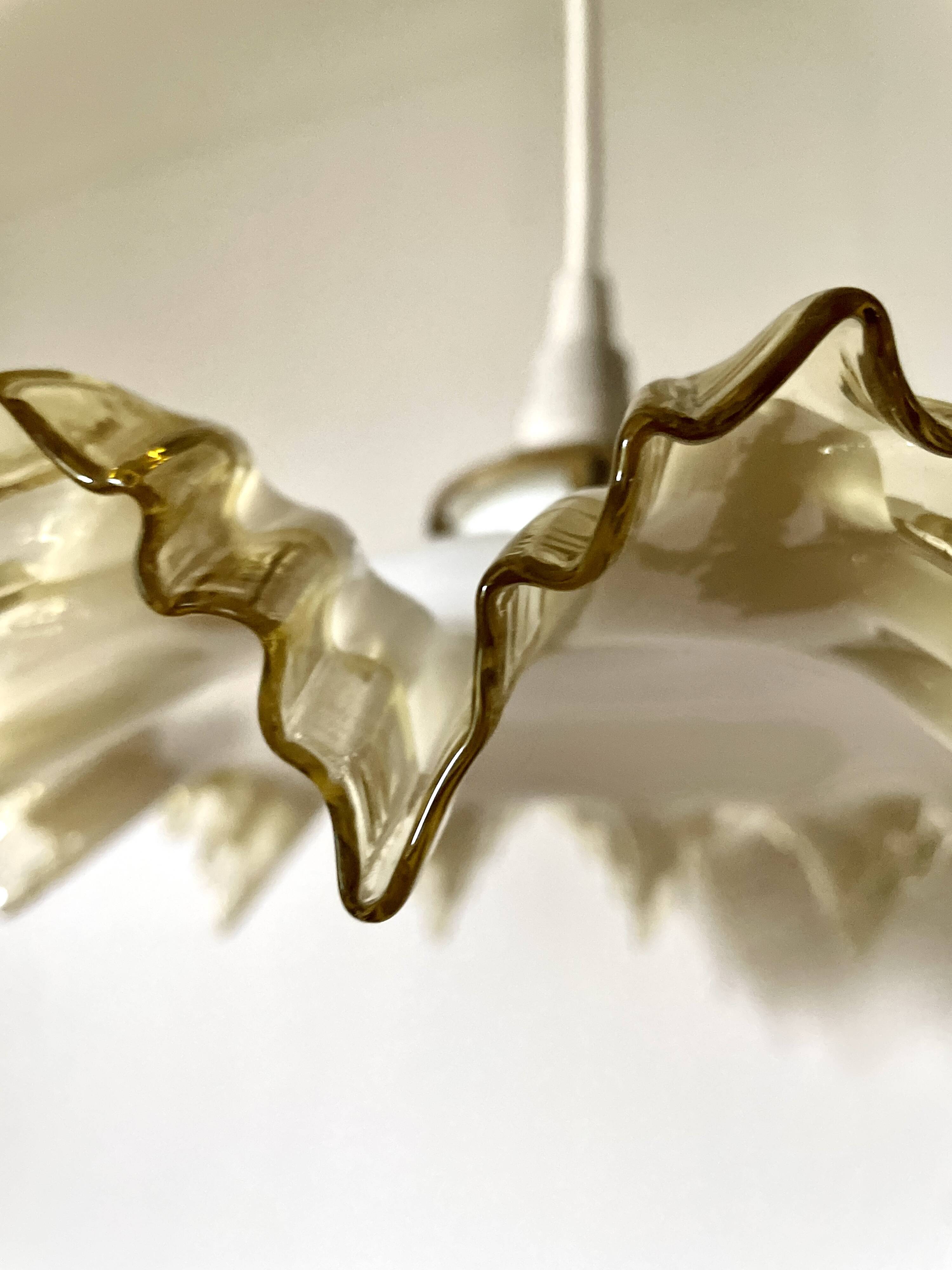 White beige glass draped suspension