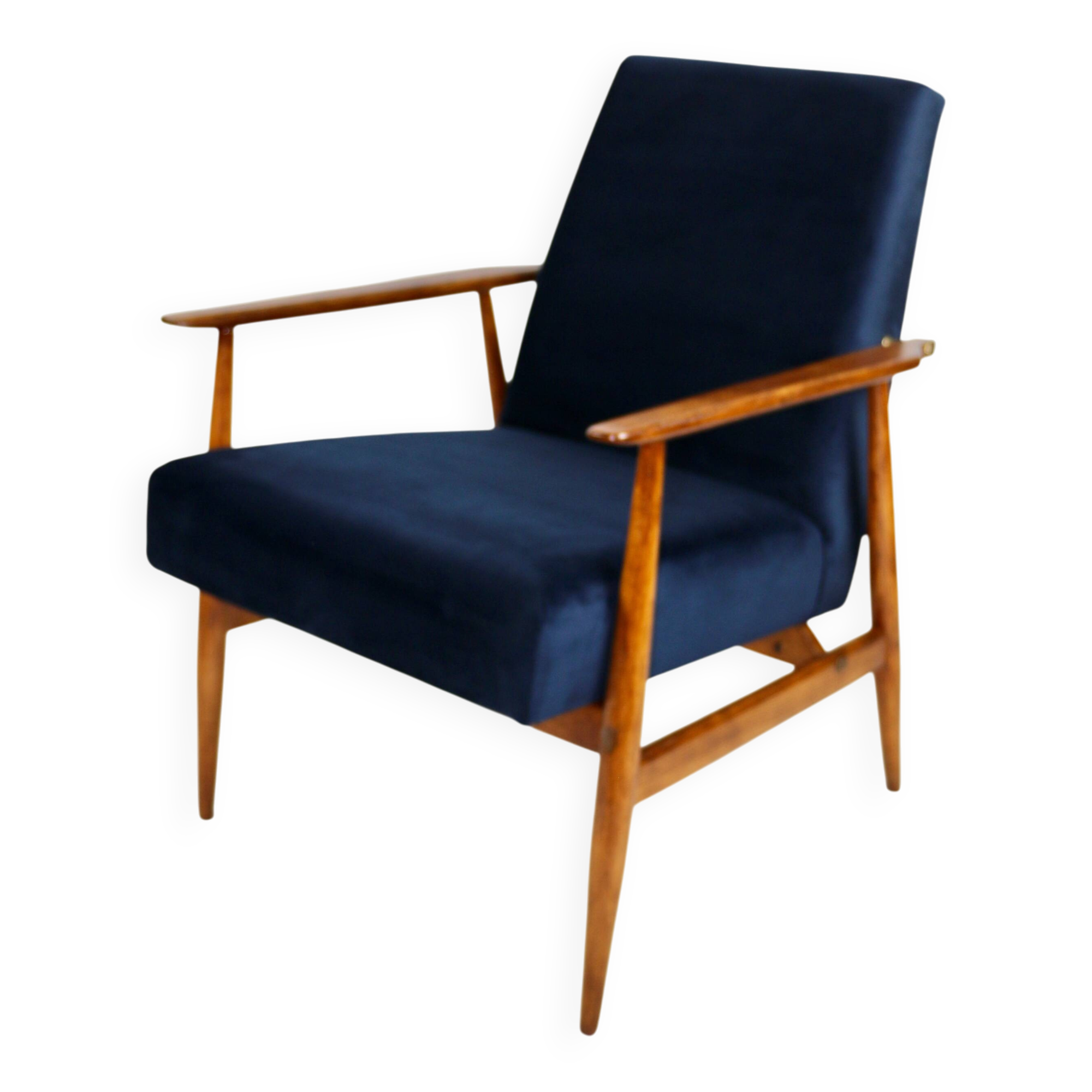 Armchair 'Lis', 1970s navy blue design by Henryk Lis