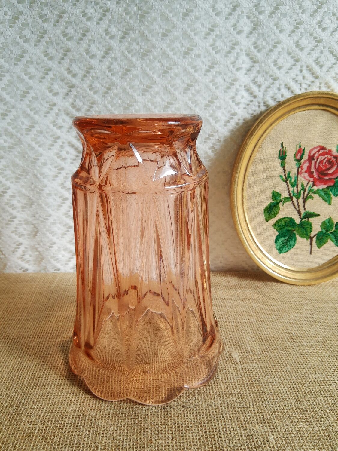 Vintage rosaline pink glass vase