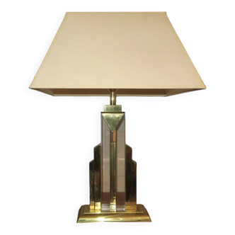 Lampe de table Hollywood Regency Boho Regency en laiton et lucite, années 1970