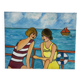 Original painting – Women by the seaside – Virginie Metz style – 50×60 cm