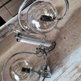 Chandelier with chrome metal frame from the 70s, 3 smoked globes