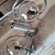 Chandelier with chrome metal frame from the 70s, 3 smoked globes