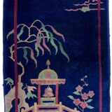 Ancient chinese carpet art deco handmade 64cm x 120cm 1920s