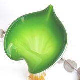 Vase soliflore en verre soufflé forme fleur vert et orange