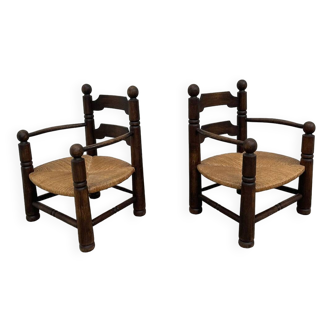 Pair of t low armchairs