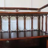 Support buffet bibus woven rattan 2 doors in caning - vintage 60s/70s