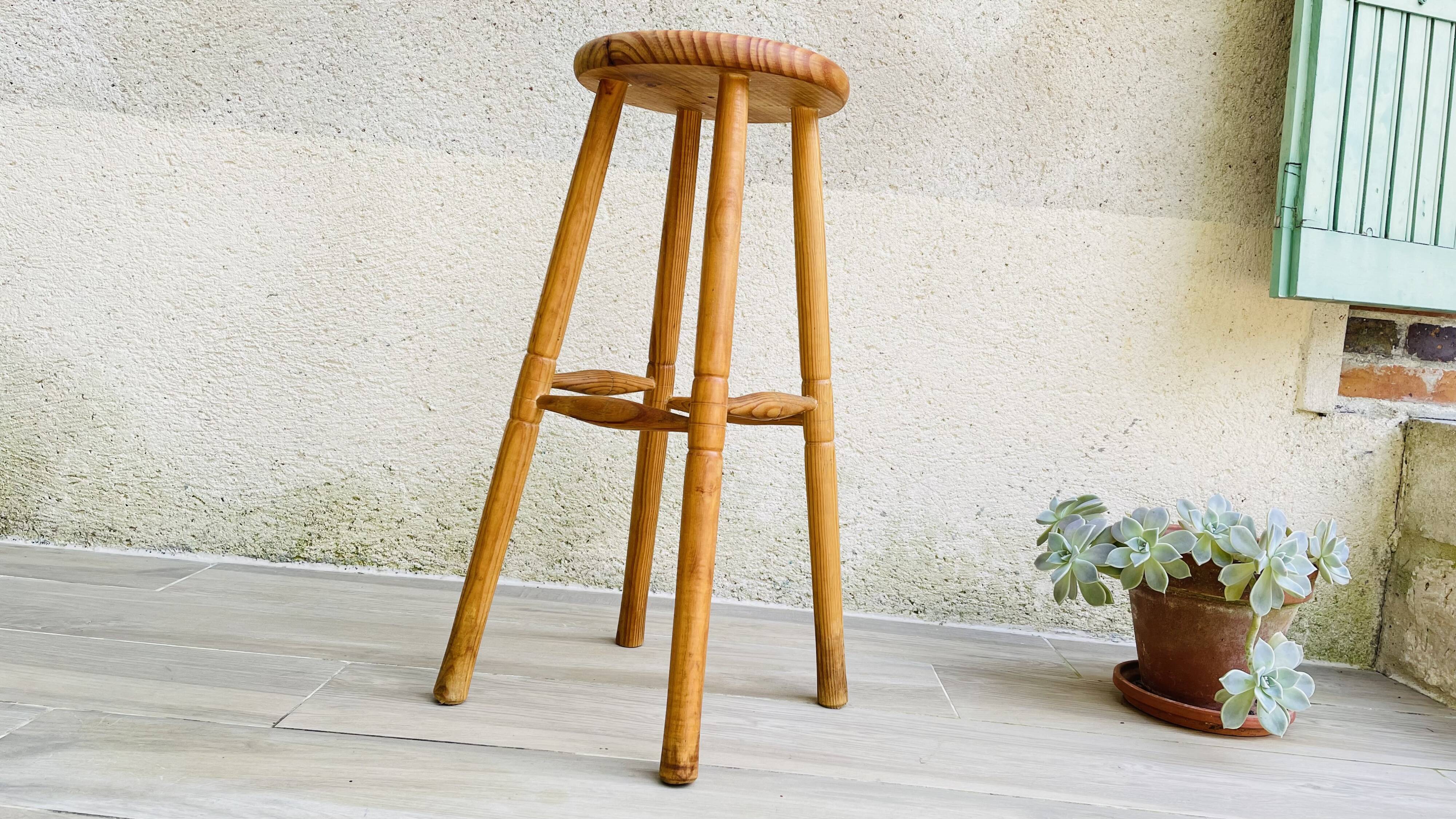 Tabouret haut vintage esprit chalet