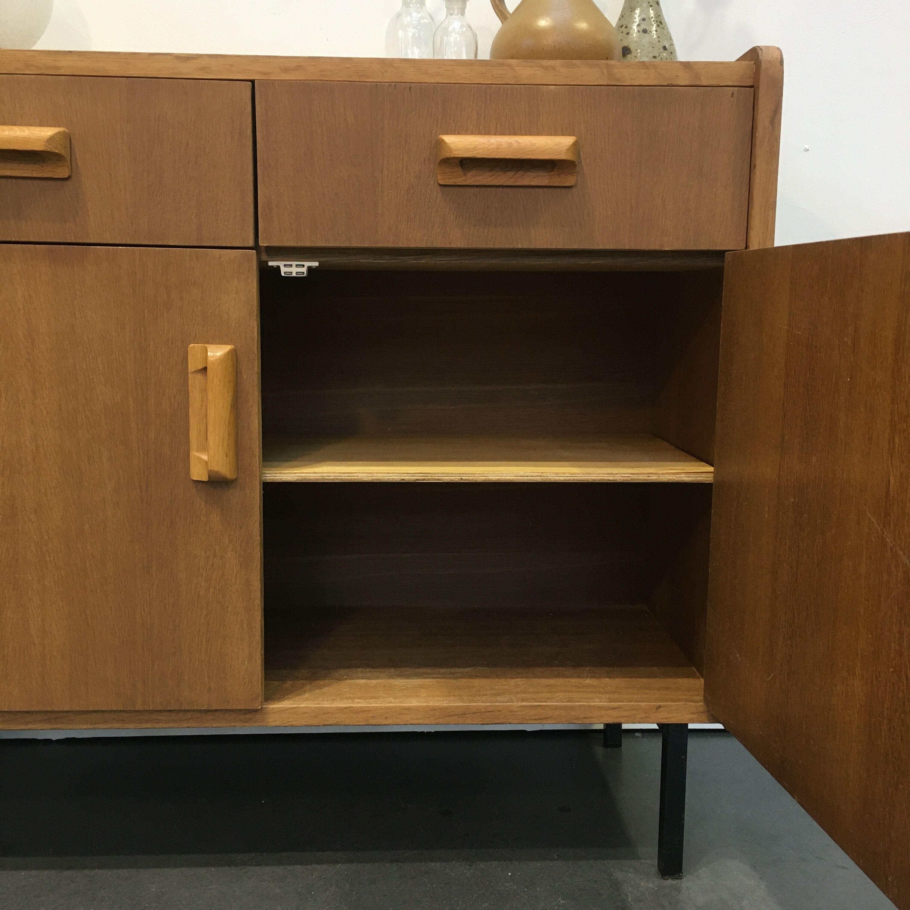 60s oak storage cabinet