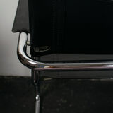Black leather cantilever armchair 70s-80s