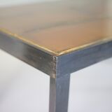 Coffee table signed Roger Capron, steel and ceramic, bird motif