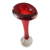 Soliflore vase aseda suede 1970s bones model - calibrated bubbles - ruby color