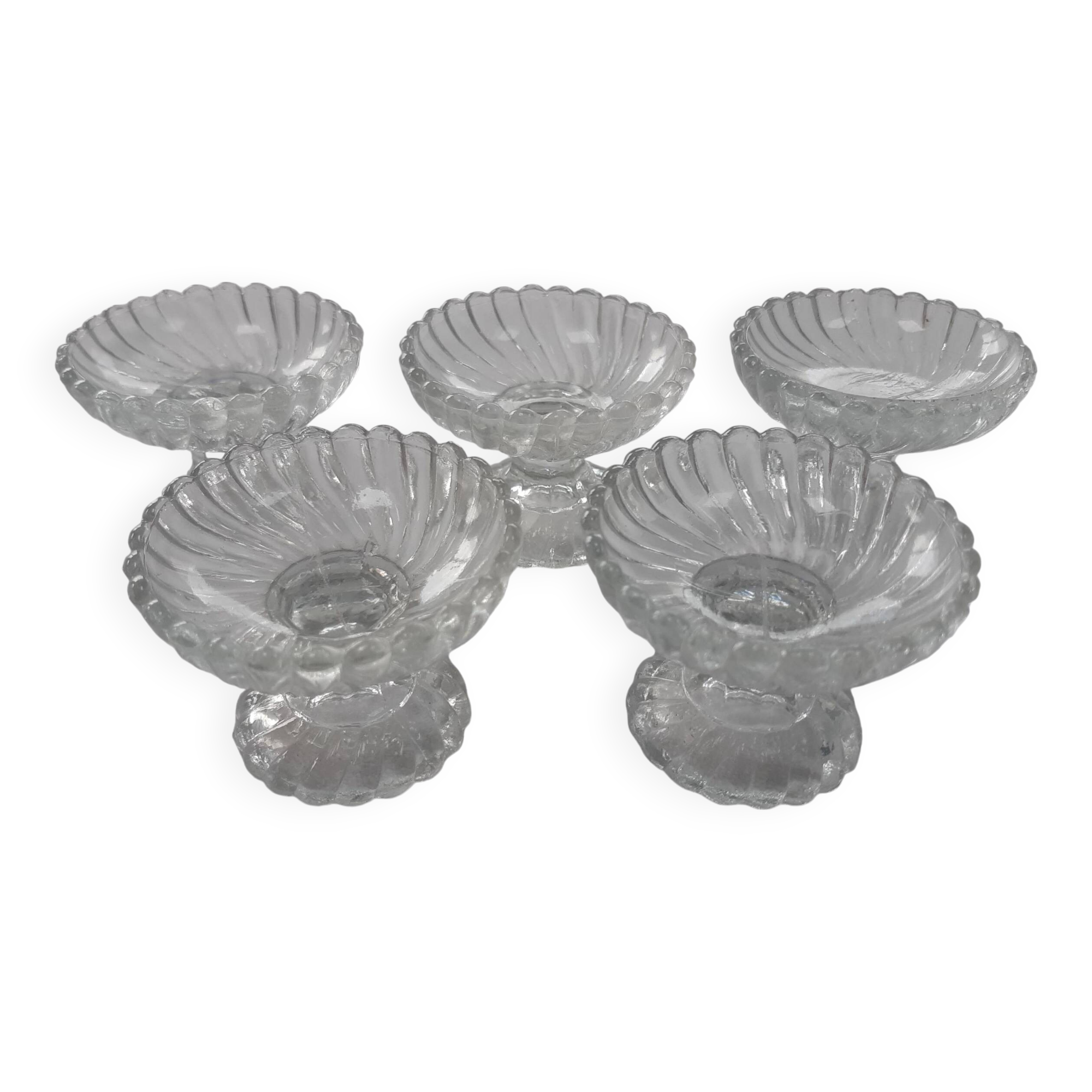 Set of 5 very old mini compote dishes, PORTIEUX