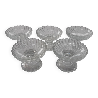 Set of 5 very old mini compote dishes, PORTIEUX