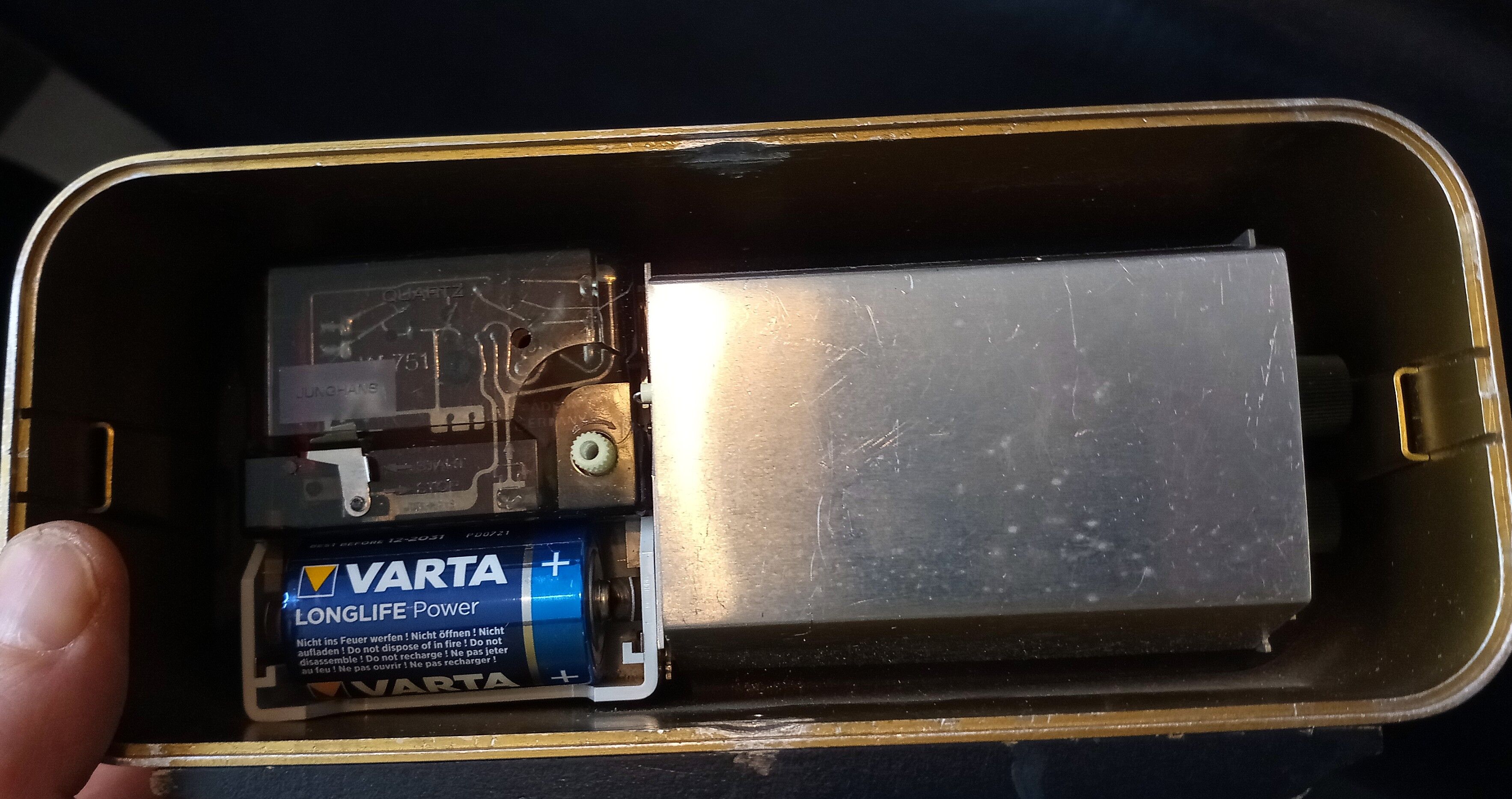 Rare table clock by Junghans , germany 70s