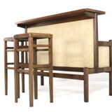 1970's home bar with 2 stools - vintage danish design mid century modern