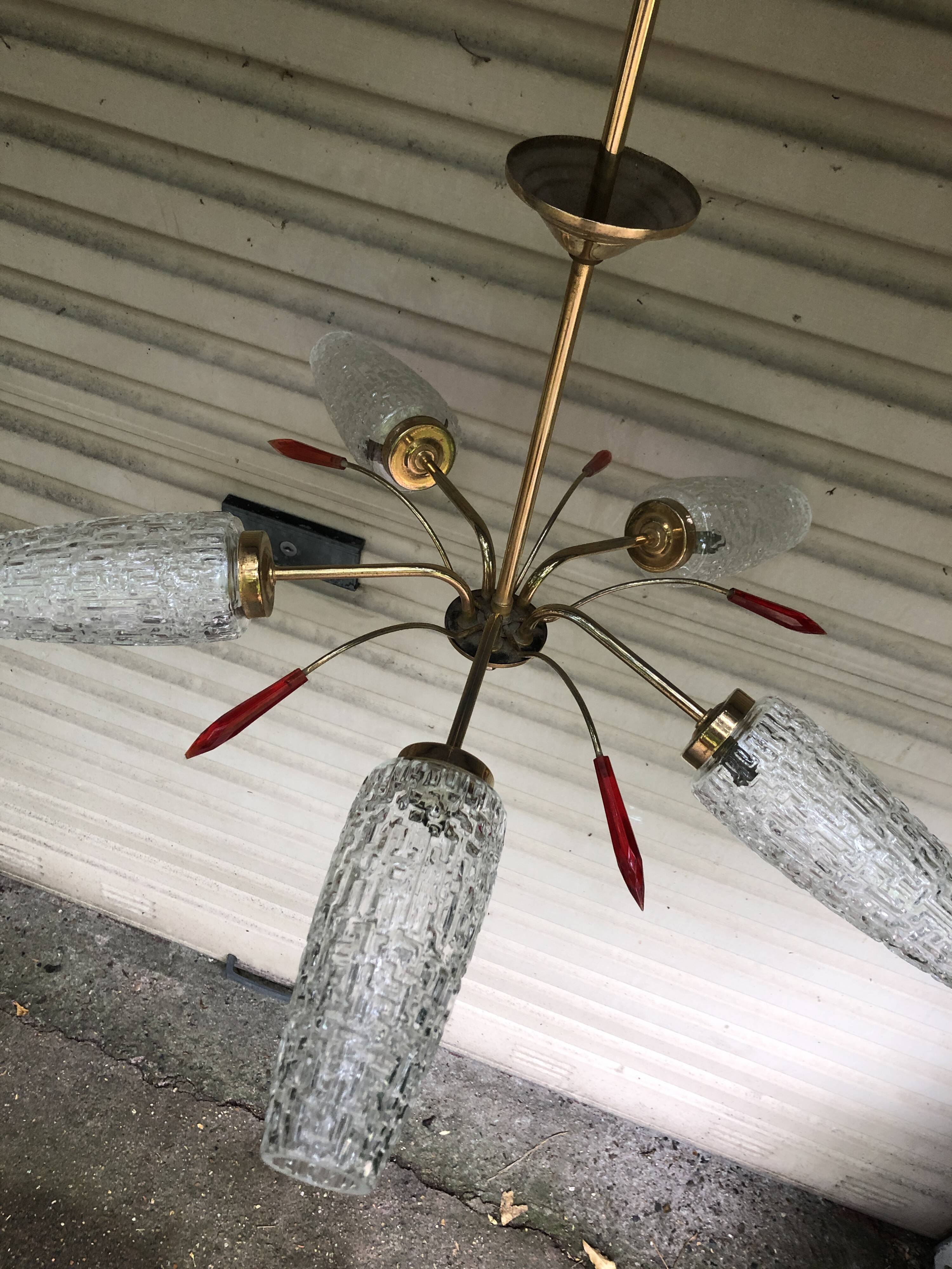 Vintage 5-light chandelier, 50's